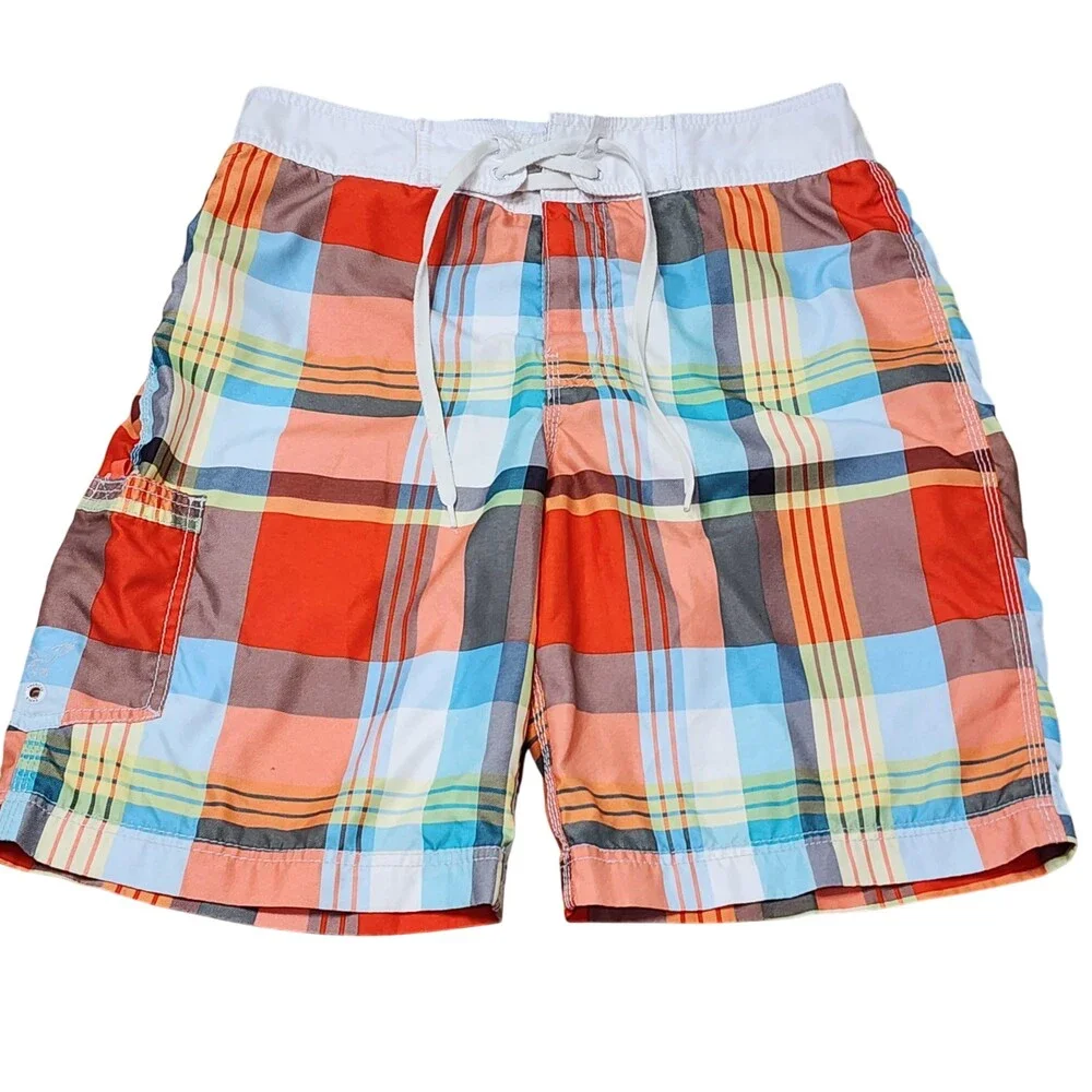 American Eagle Outfitters Board Shorts Mens Medium Multicolor Plaid Lined Swim